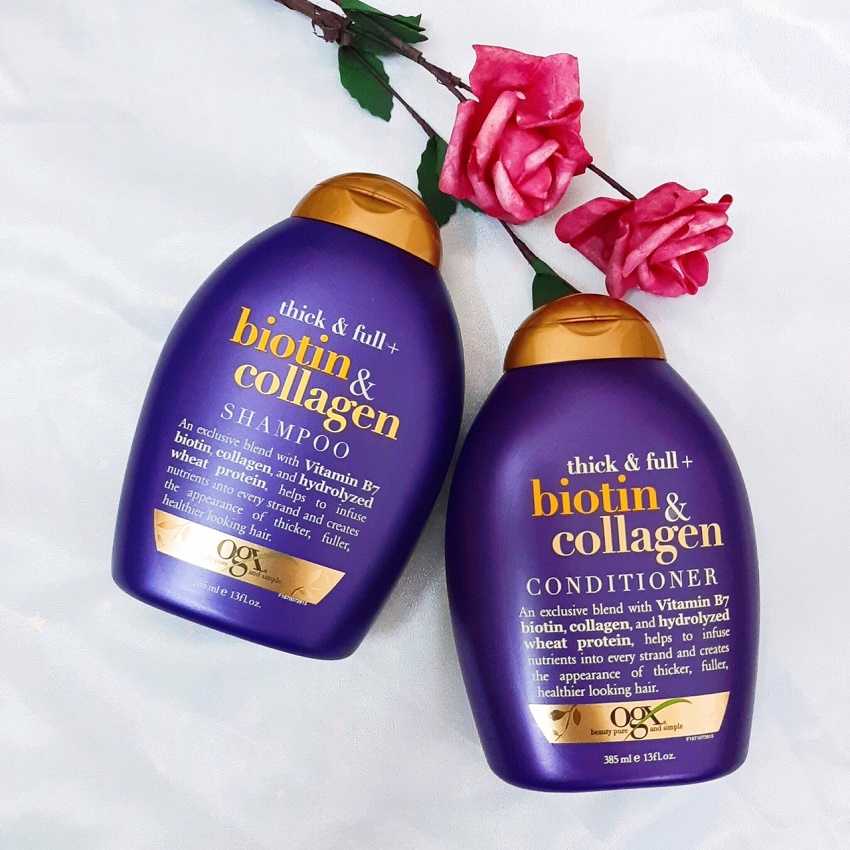  Bộ Gội Xả Biotin Collagen OGX chống ngăn rụng tóc 385ml