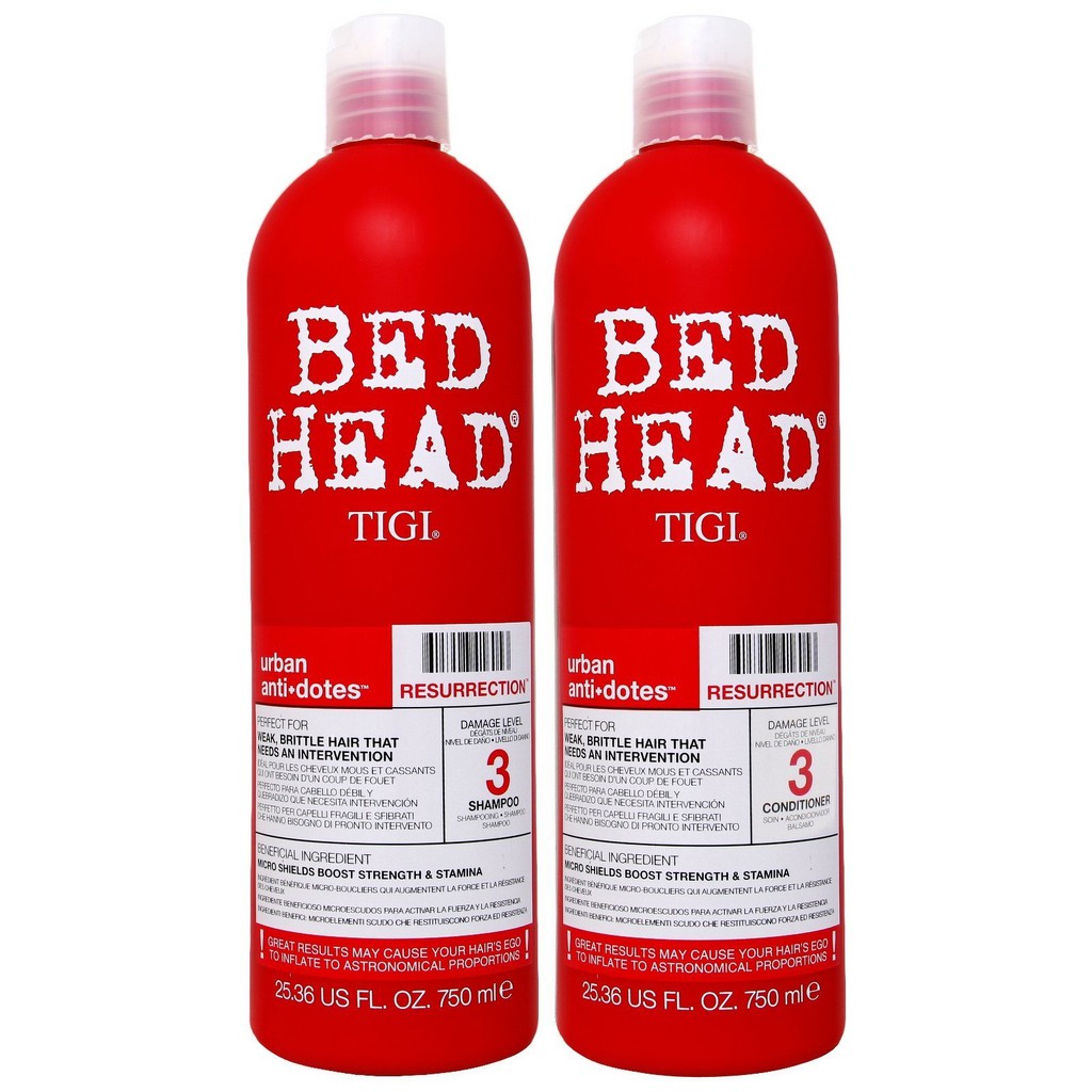 Bộ đôi Dầu gội Tigi Bed Head đỏ số 3 dành cho tóc hư tổn nặng 750ml