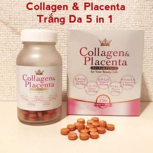 Viên Uống Trắng Da Collagen Placenta 5 in 1 Cao Cấp Từ Nhật Bản